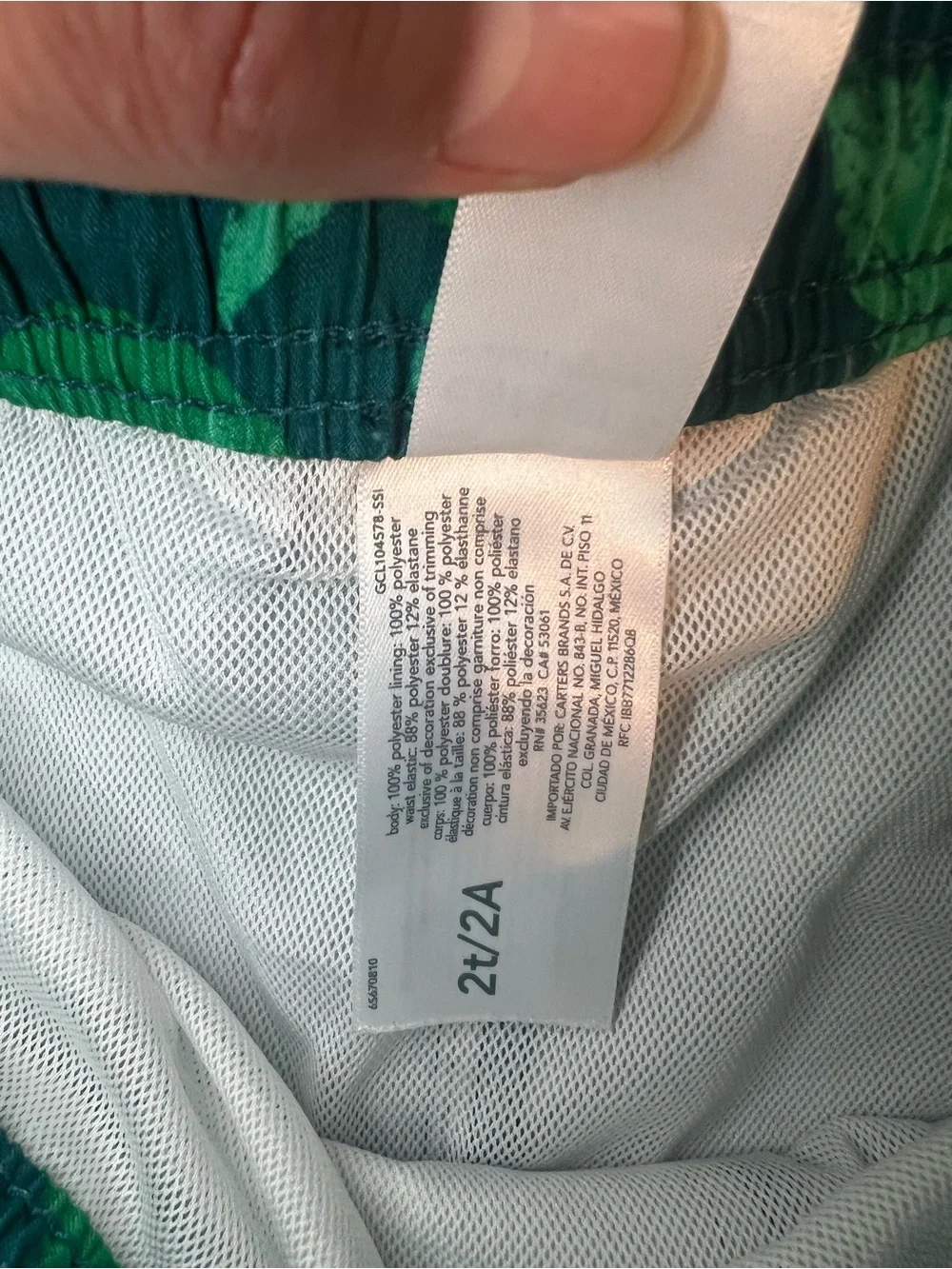 Carter's Green Rash Guard and Tropical Swim Trunk Set Size 2T